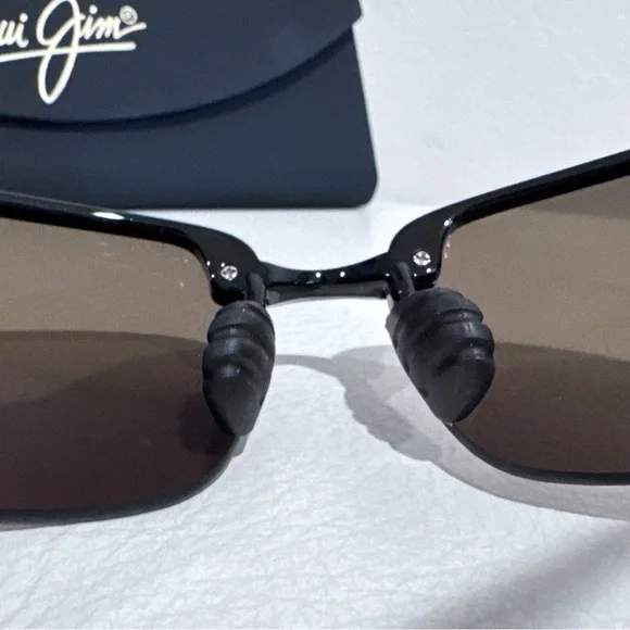 Maui Jim Ho'okipa 407 02 64 Men's Gloss Polarized Sunglasses - Black/Bronze - Picture 11 of 14